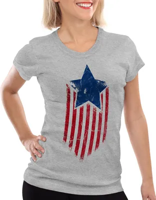 Produktbild von style3 USA American Star Damen T-Shirt, Farbe:Grau meliert, Größe:M