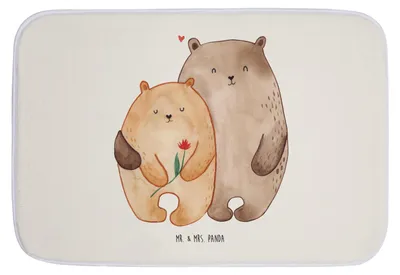 Produktbild von Mr. & Mrs. Panda Badteppich Bären Liebe - Weiß - Geschenk, duschmatte, Jahrestag, Blume, Umarmung, Badematte, Kuscheln, Hochzeitstag, badezimmermatte, Badvorleger