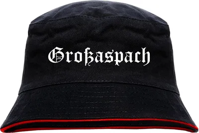 Produktbild von Großaspach Anglerhut - Altdeutsche Schrift - Schwarz-Roter Fischerhut S/M SchwarzRot