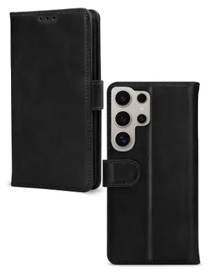 Produktbild von Mobilize Wallet Handyhülle für Samsung Galaxy S24 Ultra Hülle Echtes Leder Klapphülle Geldbörse - Schwarz
