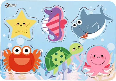 Immagine prodotto di Puzzle classico del mondo in legno Ocean Dieren, 13 pezzi.