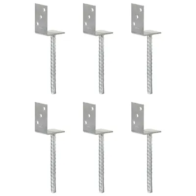 Zdjęcie produktu dla Wsporniki słupków Living Store 6 sztuk Srebrne 8×6×30 cm Stal ocynkowana