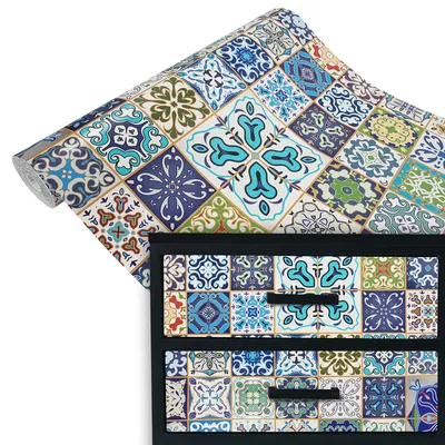 Produktbild von Klebefolie Möbel 45x100 cm - Türkische Mosaik - Möbelfolie selbstklebend im Deko-Stil - Folie für Möbel zur einfachen Renovierung von Türen, Tischen und Regalen - Klebefolie dekorativ und abwaschbar