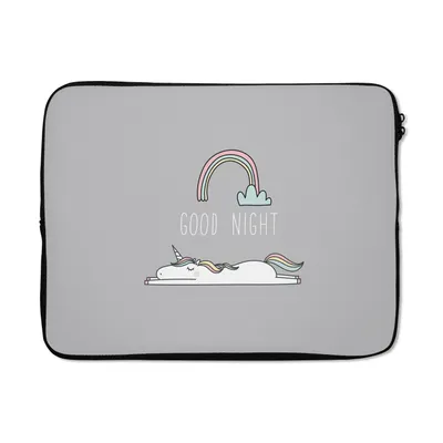 Produktbild von MuchoWow® Laptop Hülle 17 Zoll Laptoptasche Einhorn - Regenbogen - Kinder - Zitate - Gute Nacht - Mädchen - Zipper - Schutzabdeckung