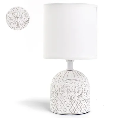 Productafbeelding van Aigostar Tafel lamp, keramische bureaulamp, lamp voor nachtkastje, bijzettafel, nachtlamp, stoffen kap, E14, vintage, retro, grappig