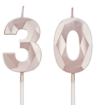 Productafbeelding van Verjaardagskaarsen Set van 2 - Roségouden Cijfer 30