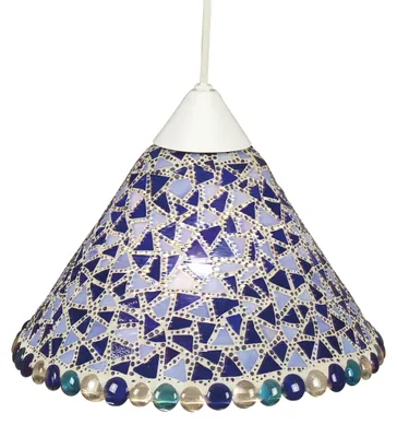 Image de Suspensions lumineuses - Suspension en mosaïque, lampe suspendue bleue, culot E27