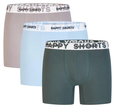 Produktbild von Happy Shorts Herren Boxer Jersey 3-Pack  grau, blau, dunkelgrün - Größe XXL