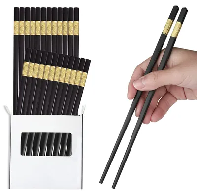 Essstäbchen 10er-Pack, 24 cm, Glasfaser, schwarz, spülmaschinenfest