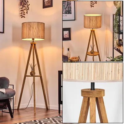 Produktbild von Arenabianca Stehlampe skandinavisches Design aus Holz/Seegras in Naturfarben/Beige