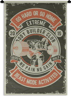 Produktbild von MuchoWow® Wandteppich Wandbehang Mancave - Gewichte - Sport - Bodybuilding - Retro 120x180 cm Tapisserie Dekoration Wandtuch - Schlafzimmer - Dekorationen für das Haus
