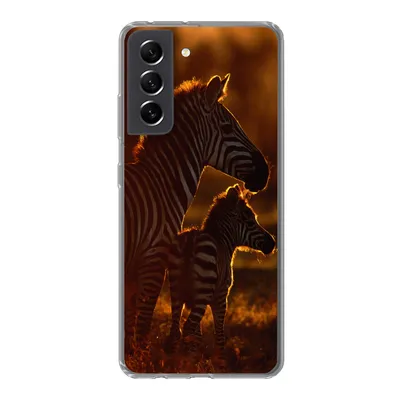Produktbild von MuchoWow® Handyhülle Schutzhülle Hülle für Samsung Galaxy S21 FE Zebra - Sonne - Fohlen Silikon Softcase Handy Hülle - Mobiltelefonhülle