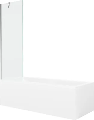 Produktbild von Mexen Cubik rechteckige Badewanne 150 x 70 cm mit Verkleidung und 1-flügeliger Duschwand 60 cm, transparent, Chrom - 550315070X?