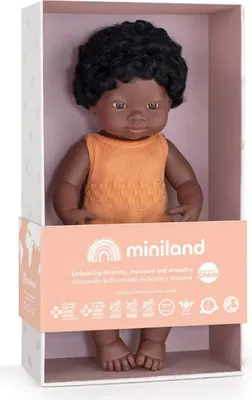 Immagine prodotto di Miniland baby doll ragazza africana 38 cm - bambola giocattolo colorata