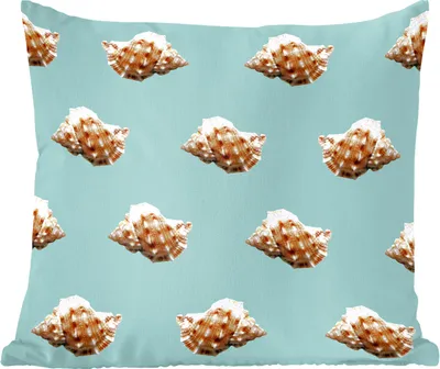 Produktbild von MuchoWow® Zierkissen Sofakissen Wohnzimmer Dekokissen 60x60 cm Muscheln - Muster - Grün - Sitzfläche - Foto Polster