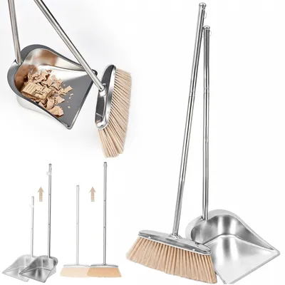 Obrázek produktu pro Metla a lopata na uklízení s dlouhou rukojetí, 118 cm