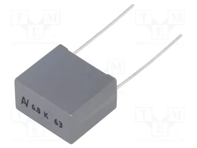 Obrázok produktu pre 1x Kondenzátor: Polyesterový, 40 VAC, 63 VDC, 6,8 µF, rozmer: 15 mm, tolerancia: ±10%, kód: R60DI46805030K