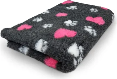 Produktbild von Vet Bed Hundebett anthrazit mit Pfoten und Herzen 150 x 100 cm