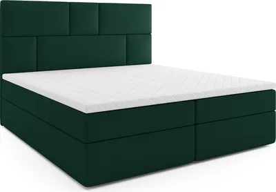 Produktbild von MR GROUP Boxspringbett mit Bettkasten SPLIT 160 x 200 cm, H3, Samtstoff, Polsterbett mit Matratze und Topper Doppelbett Bett für Schlafzimmer, grün