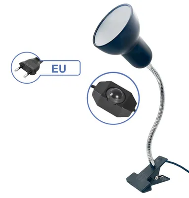 Obrázek produktu pro Vyhřívací lampa pro plazy, otočný držák světla pro plazy se svorkou, UVA/UVB vyhřívací lampa, 25 W/50 W/75 W, pro želvy, ještěry, hady, rostliny