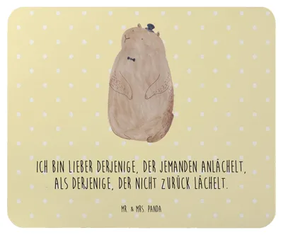 Produktbild von Mr. & Mrs. Panda Mouse Pad Murmeltier - Gelb Pastell - Geschenk, Mauspad, Lustige Sprüche, mousematte, gummi, Knigge, Respekt, Anstand, laptop mousepad, Fröhlichkeit