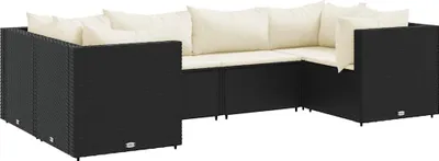 Produktbild von vidaXL 6-tlg. Garten-Lounge-Set mit Kissen Schwarz Poly Rattan