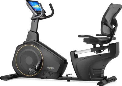 Produktbild von Gymtek® Magnetischer Heimtrainer, Liegerad, Fahrrad für Zuhause - bis 150 kg - 16 Widerstandsstufen - 10 kg Schwungmasse - Trainingscomputer