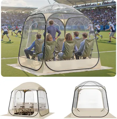Produktbild von Transparentes Pop-up-Zelt - Outdoor-Bubble-Zelt - 183 x 183 x 195 cm - Für 5–6 Personen - Mit Bodenmatte & Dachabdeckung - Schnellaufbau - Für Camping, Angeln & Veranstaltungen