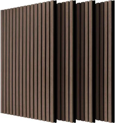 Zdjęcie produktu dla Zestaw 4 sztuk – akustyczne panele ścienne – pochłaniacze dźwięku – 120 x 60 x 2,1 cm – kolor orzechowy – samoprzylepne