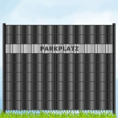 Produktbild von zaun|zu Sichtschutzstreifen mit Laser Beschriftung "PARKPLATZ" für Doppelstabzaun Lichtgrau 2,55m