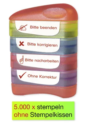Produktbild von Siebdruck-Stempel "Perpetuum" 4 in 1, "Bitte beenden"