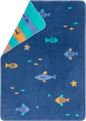 Produktbild von David Fussenegger Babydecke Mila 'Fische' 75 x 100 cm Marine - Blau