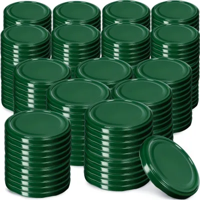 Produktbild von KADAX Einmach-Deckel Set aus Metall "Valsta", mit 4 Einrastzähnen, Grün, 66 mm, 200 Stück