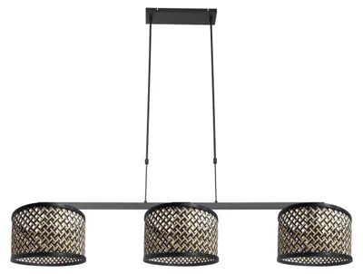 Produktbild von Hängeleuchte - schwarz - Stang - bambus metall - große esstischlampe - E27 - 3743ZW - Steinhauer