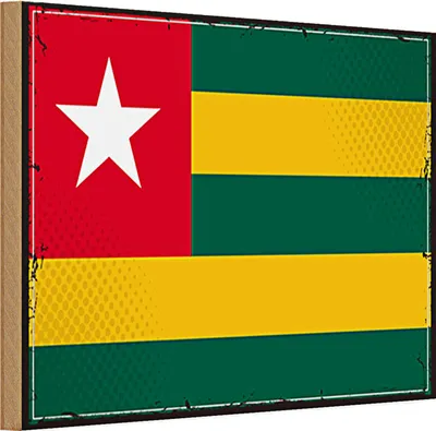 Produktbild von Holzschild Flagge Togo 30x20cm Retro Flag of Togo