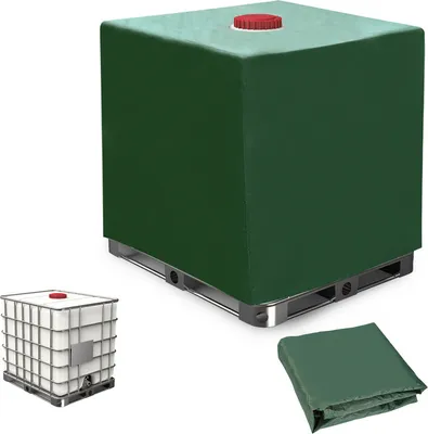 Produktbild von Fiqops plachta na nádrž na vodu 1000 l - 120 x 100 x 116 cm - kryt IBC nádrže Ochranný kryt kontajnera UV fólia Ochranná plachta Ochranný kryt na sudy na dážď