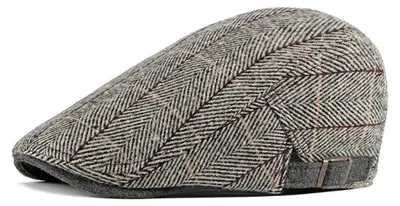 Produktbild von Schiebermütze Herren Tweed Vintage Flatcap Verstellbar Grau M-L