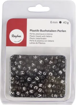 Immagine prodotto di Perline con lettere rotonde nere ø 6 mm