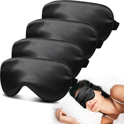 Image de Masque de sommeil, 19,5 x 9,5 cm, couverture à 360 degrés, tissu en soie et en coton, réglable, pour dormir