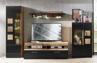 Produktbild von Wohnwand Anbauwand Wohnzimmerschrank Schrankwand Mediawand "Sidonia II"
