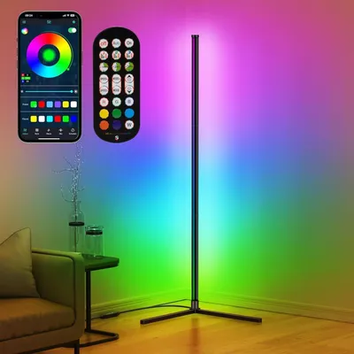 Produktbild von LED Stehlampe RGB Farbwechsel Stehleuchte Bluetooth APP Steuerung Music Sync Lichtsaeule Ecklampe Atmosphärische Beleuchtung mit Fernbedienung, 125cm