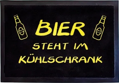 Produktbild von Fußmatte- Bier steht im Kühlschrank, Spruchmatte, Türmatte