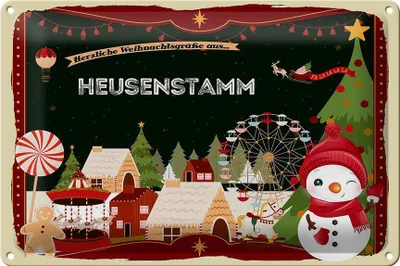 Produktbild von Blechschild Weihnachten Grüße HEUSENSTAMM 30x20cm