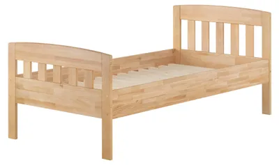 Produktbild von Stabiles Buchen-Einzelbett Seniorenbett in zeitlosem Stil 100x200 mit wählbarem Zubehör V-60.76-10Rollrost inkl.