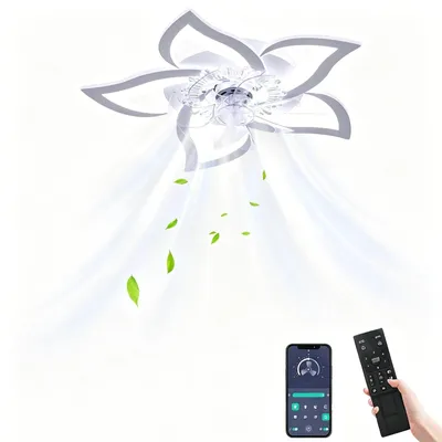 Produktbild von Deckenventilator mit LED-Licht - 50 W, 220 V - 3 Lichtfarben - App- und Fernbedienung - 6 Geschwindigkeiten - Timer 1–2 Stunden - Weiß