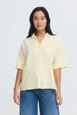 Produktbild von Oxmo OXNInna Damen Bluse Tunika Hemdbluse Leinenmix Loose Fit