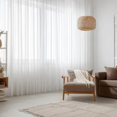 Voile-Gardine, 600x245 cm, 1 Paneel, Weiß, mit Haken