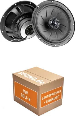 Produktbild von Lautsprecher Boxen Einbaupaket Armaturenbrett Eton PFX16 passend für VW Golf 3 Kompakt + 4/5 türig | 2x Tief-Mitteltöner mit integriertem Hochtöner 100W MAX