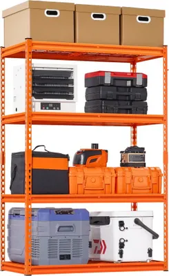 Image de Rayonnage de stockage lourd système emboîtable - rayonnage de cave orange - dimensions 508x1016x1524mm - rayonnage emboîtable robuste pour usage professionnel et privé