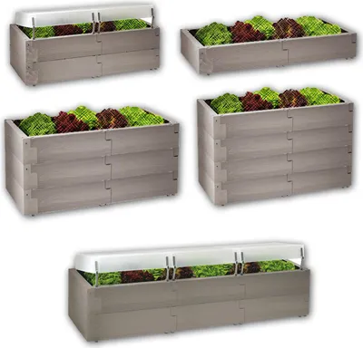 Obrázok produktu pre Juwel Hochbeet Timber XXL, 16 Bausteine, 3 Thermohauben, Holzoptik, 190x52x60 cm